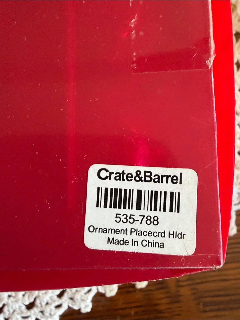 Crate&Barrel Glossy Red Glass Holiday Ornaments - Set of 6
